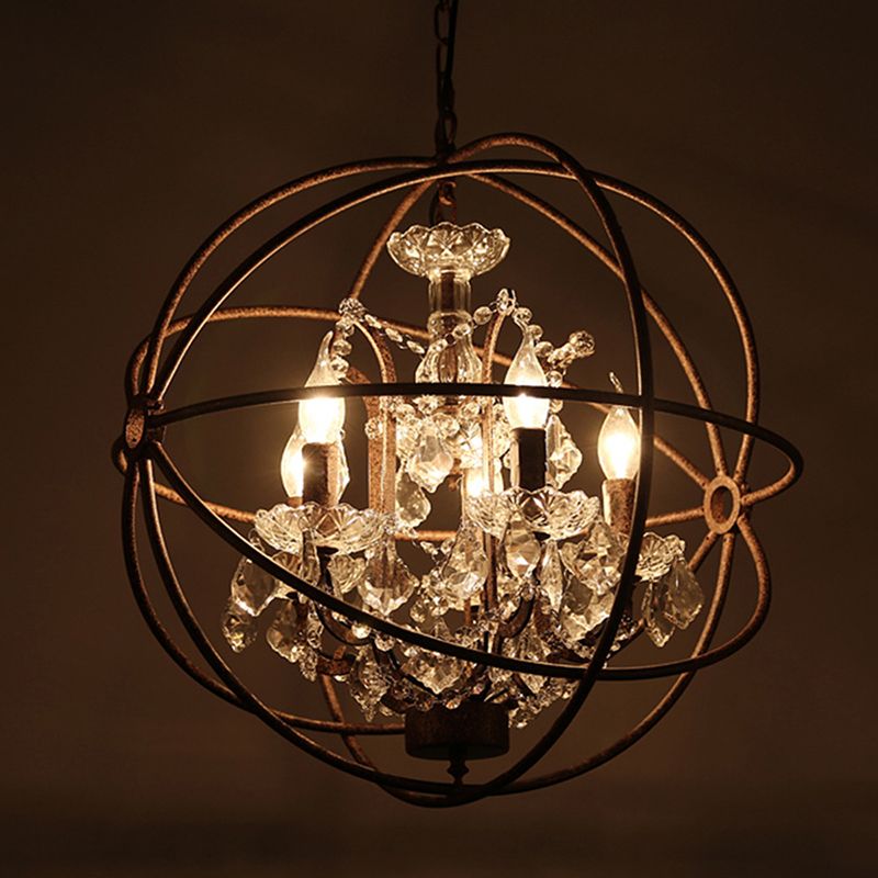 Industrial Farmhouse Hanging Fixture with Crystal Accents & Aged Metal Finish for Dining Room & Living Space | Thomler