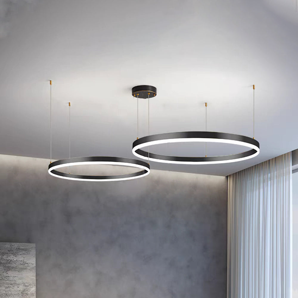 Tiered Ring Pendant Light Modern Metal Circular Chandelier for Dining Room Living Room Bedroom Kitchen Island Adjustable Height LED | Thomler