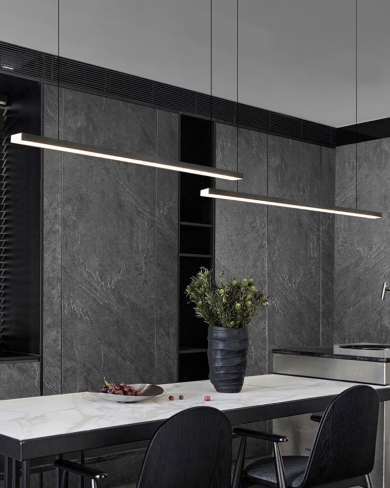 Linear Pendant Light Metal 39 in Adjustable Kitchen Island LED Warm White 3000K-6000K Modern Dining Room Hanging Lamp | Thomler
