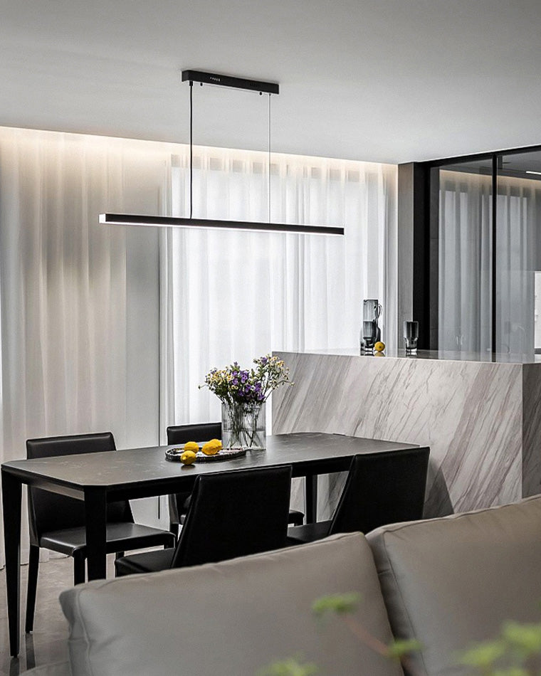 Linear Pendant Light Metal 39 in Adjustable Kitchen Island LED Warm White 3000K-6000K Modern Dining Room Hanging Lamp | Thomler