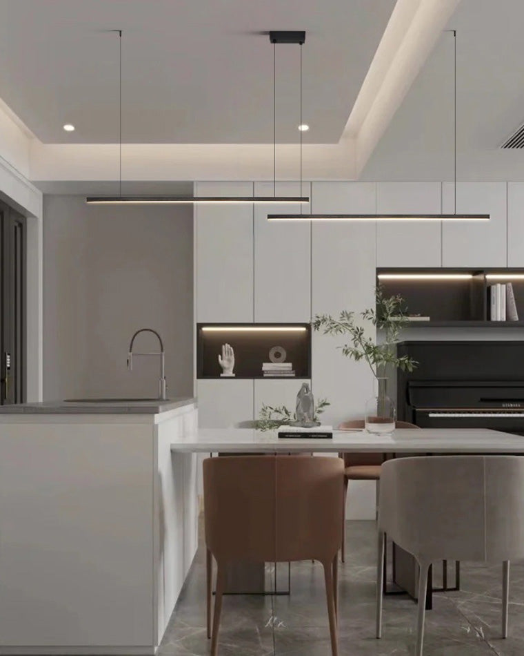 Linear Pendant Light Metal 39 in Adjustable Kitchen Island LED Warm White 3000K-6000K Modern Dining Room Hanging Lamp | Thomler