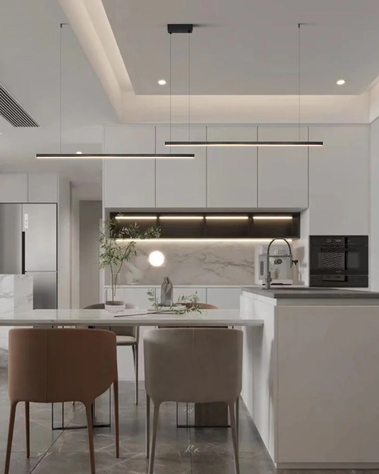 Linear Pendant Light Metal 39 in Adjustable Kitchen Island LED Warm White 3000K-6000K Modern Dining Room Hanging Lamp | Thomler
