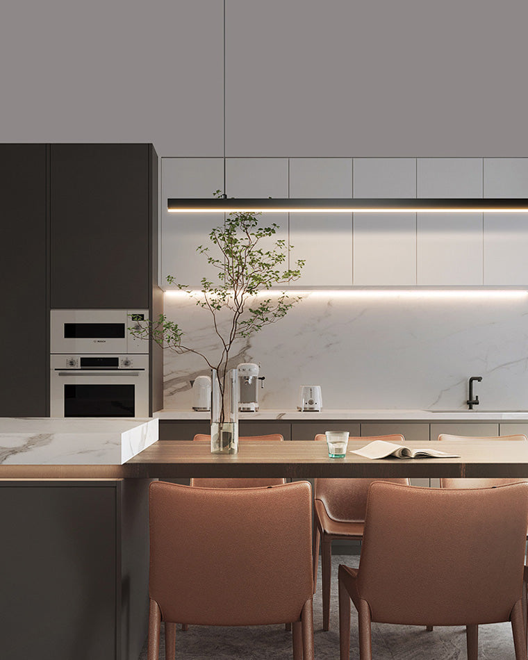 Linear Pendant Light Metal 39 in Adjustable Kitchen Island LED Warm White 3000K-6000K Modern Dining Room Hanging Lamp | Thomler