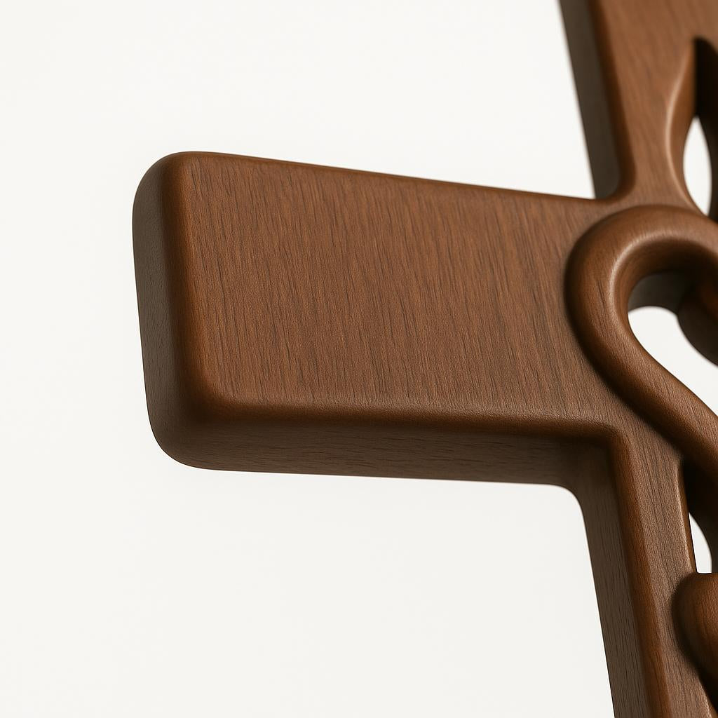 Wooden Cross Wall Art with Dual Hearts for Living Room Bedroom Entryway Faith Decor Handcrafted Religious Symbol | Thomler
