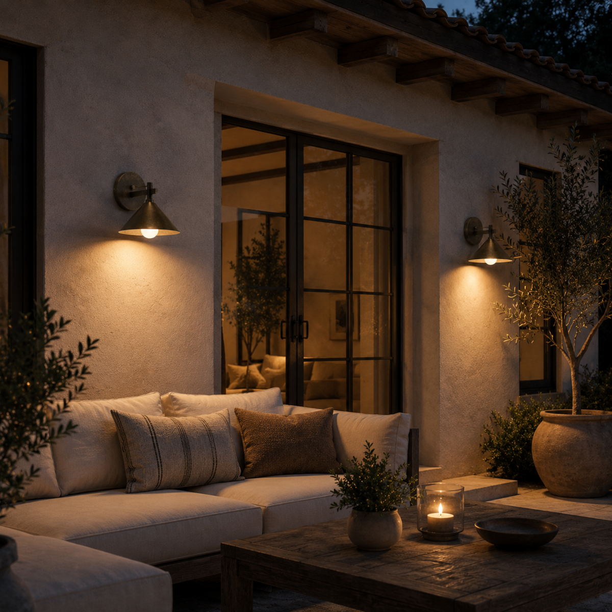 Metal Geometric Sconce for Porches, Patios & Entryways – Weatherproof E27 Fixture | Thomler
