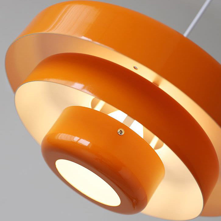 Pendant Light Metal 13.6 in Multi Layer Round Green Orange Dining Room Kitchen Island Hanging Ceiling Fixture | Thomler