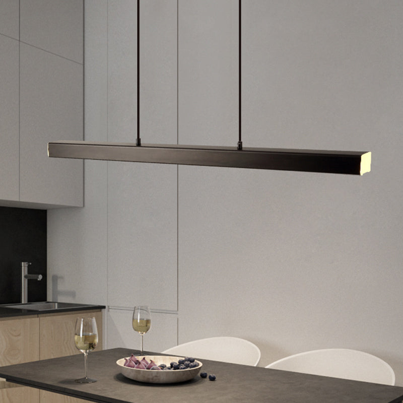 Sleek Overhead LED Bar Light Metal Frame Acrylic Diffuser Adjustable Height Dining Room Kitchen Island | Thomler