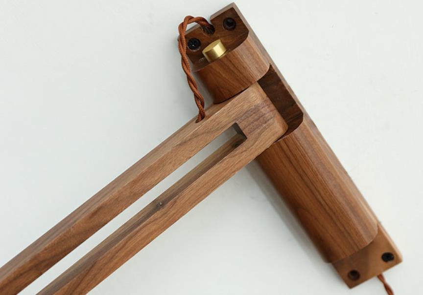 Extending Wall Sconce with Ribbed Glass Shade and Wood Arm for Bedroom, Living Room & Hallway Reading Light | Thomler
