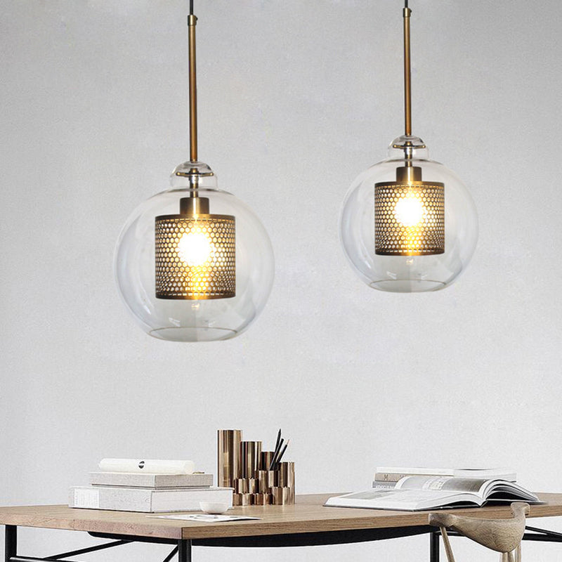 Modern Hanging Ceiling Fixture with Clear Glass Shade & Brass Hardware for Kitchen Island, Dining Room | Thomler
