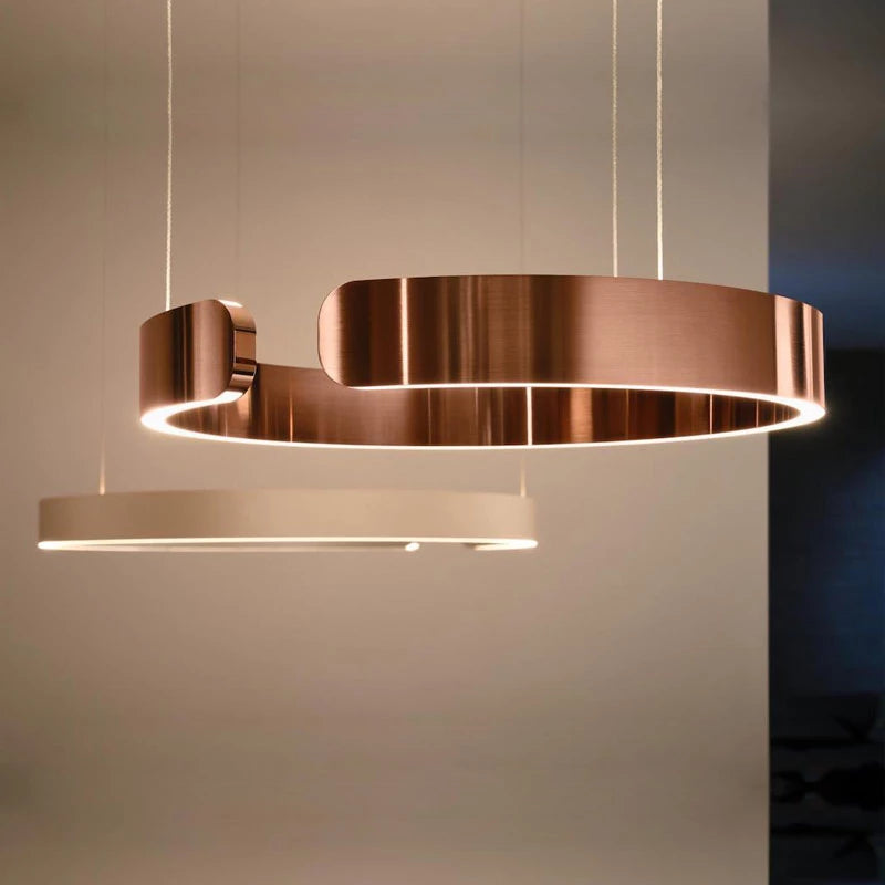 Pendant Light Aluminium Integrated LED 50.0 cm Adjustable Dining Room Living Room Hallway Ceiling Lamp Modern Minimalist Ring Design | Thomler