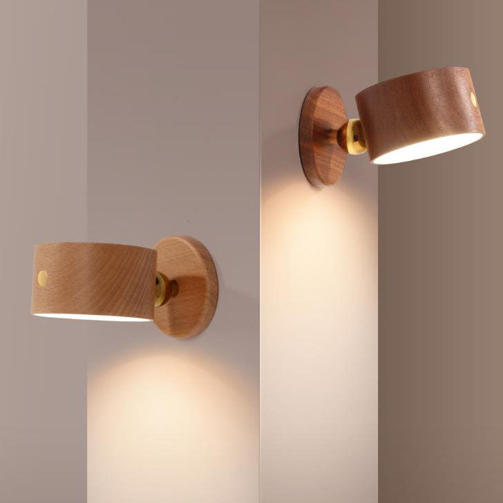 Wall Lamp Wood Built-In LED 4W 2.8 in Living Room Bedroom Modern Lighting USB Rechargeable Minimalist Accent | Thomler