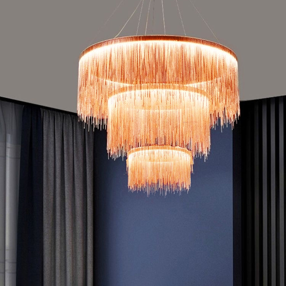Waterfall Chain LED Chandelier Modern Metal Statement Light for Dining Room & Bedroom | Thomler