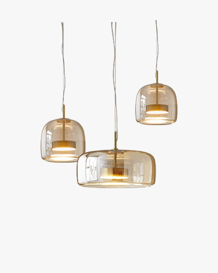 Pendant Light Blown Glass 38.0 cm Smoked Dining Room Kitchen Island Hanging Ceiling Lamp Adjustable Height | Thomler