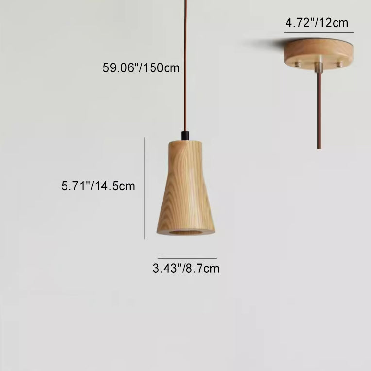 Pendant Light Wood GU10 5.7 in Beige Bedroom Living Room Hanging Ceiling Fixture Adjustable Cord Modern Minimalist | Thomler