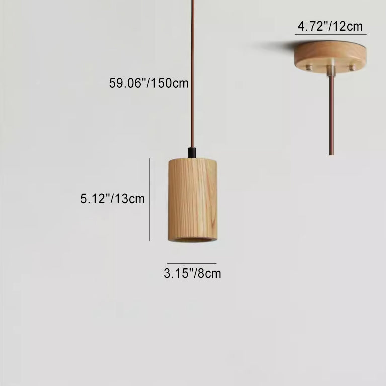 Pendant Light Wood GU10 5.7 in Beige Bedroom Living Room Hanging Ceiling Fixture Adjustable Cord Modern Minimalist | Thomler