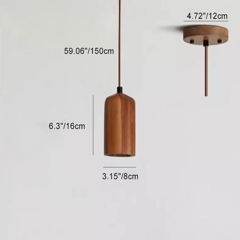 Pendant Light Wood GU10 5.7 in Beige Bedroom Living Room Hanging Ceiling Fixture Adjustable Cord Modern Minimalist | Thomler