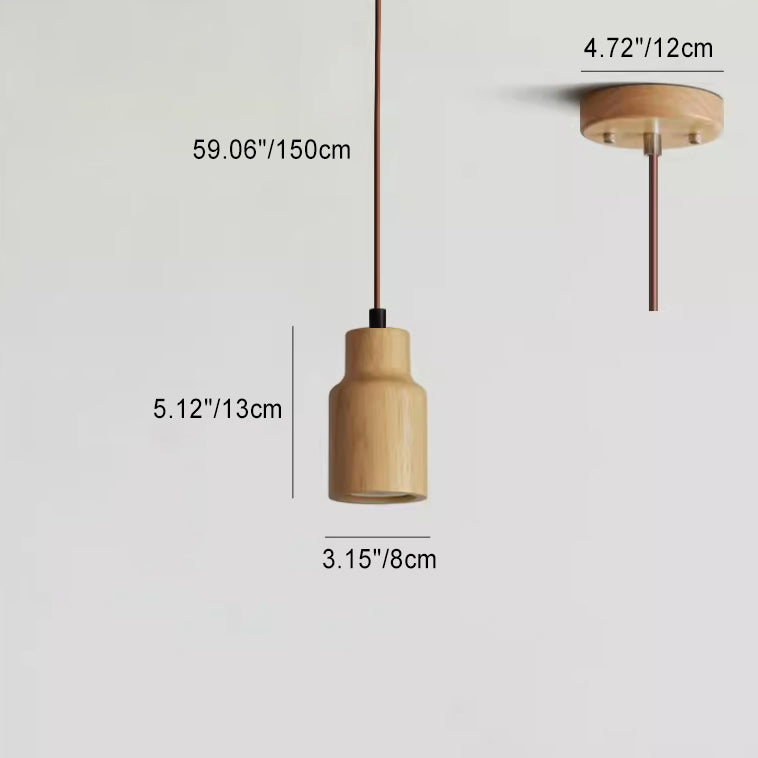 Pendant Light Wood GU10 5.7 in Beige Bedroom Living Room Hanging Ceiling Fixture Adjustable Cord Modern Minimalist | Thomler