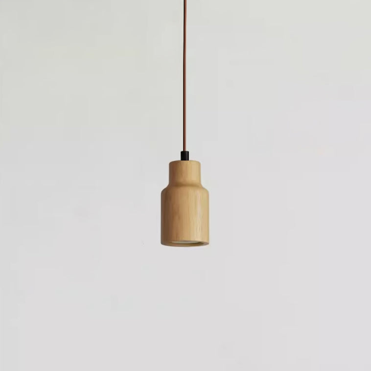 Pendant Light Wood GU10 5.7 in Beige Bedroom Living Room Hanging Ceiling Fixture Adjustable Cord Modern Minimalist | Thomler