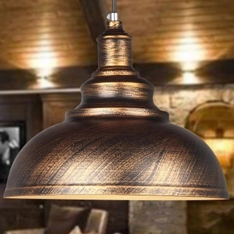 Industrial Metal Bowl Pendant Light Fixture for Kitchen Island, Dining Room & Entryway – Farmhouse Dome Hanging Ceiling Lamp | Thomler