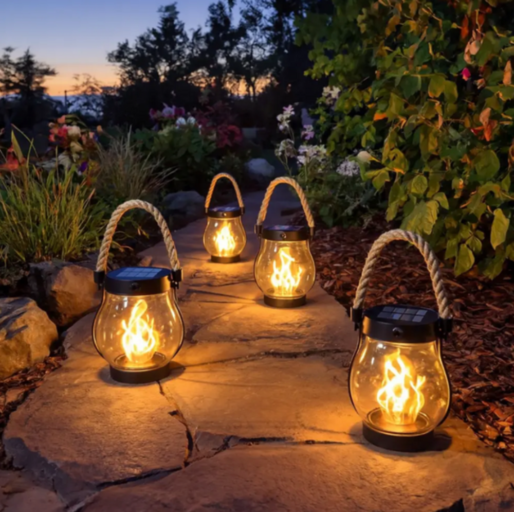 Flickering Flame Solar LED Garden Lantern – Outdoor Patio Torch Light for Yard, Deck & Walkway Ambiance | Thomler