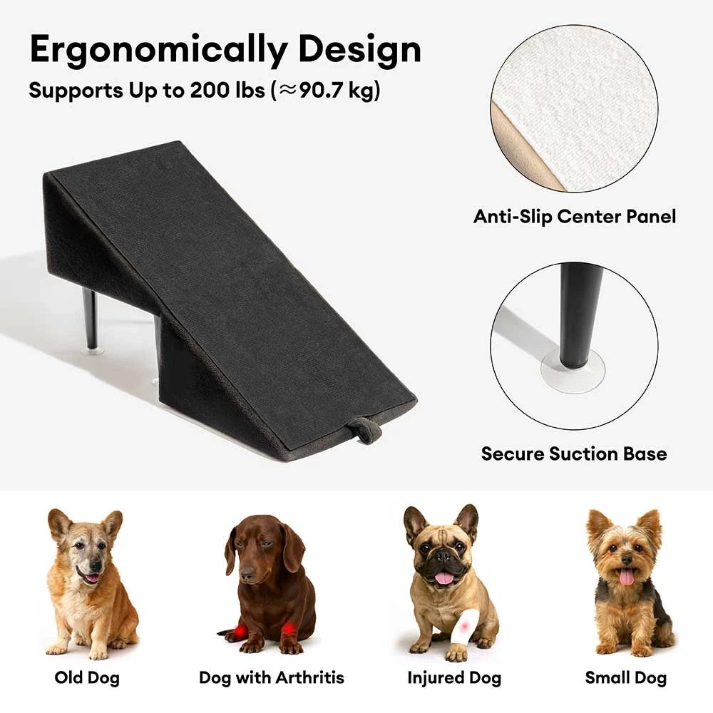Pet Stairs with Anti-Slip Tread – Foldable 2-in-1 Ramp for Small Dogs, Seniors & Short Breeds – Velvet-Covered Step Platform for Couch & Bed | Thomler