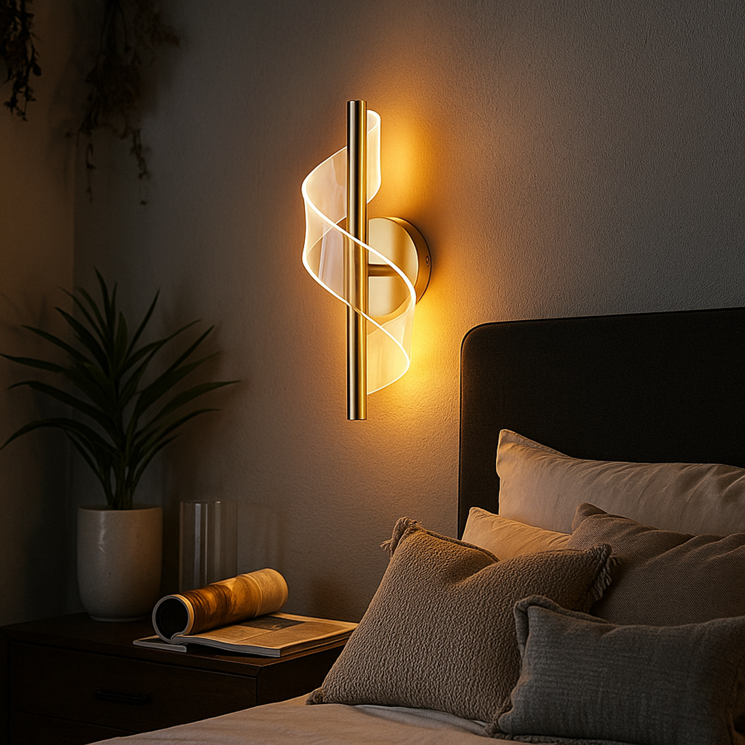 Wall Lamp Metal Acrylic LED 30.0 cm Black Bedroom Hallway Spiral Decorative Reading Accent Light | Thomler