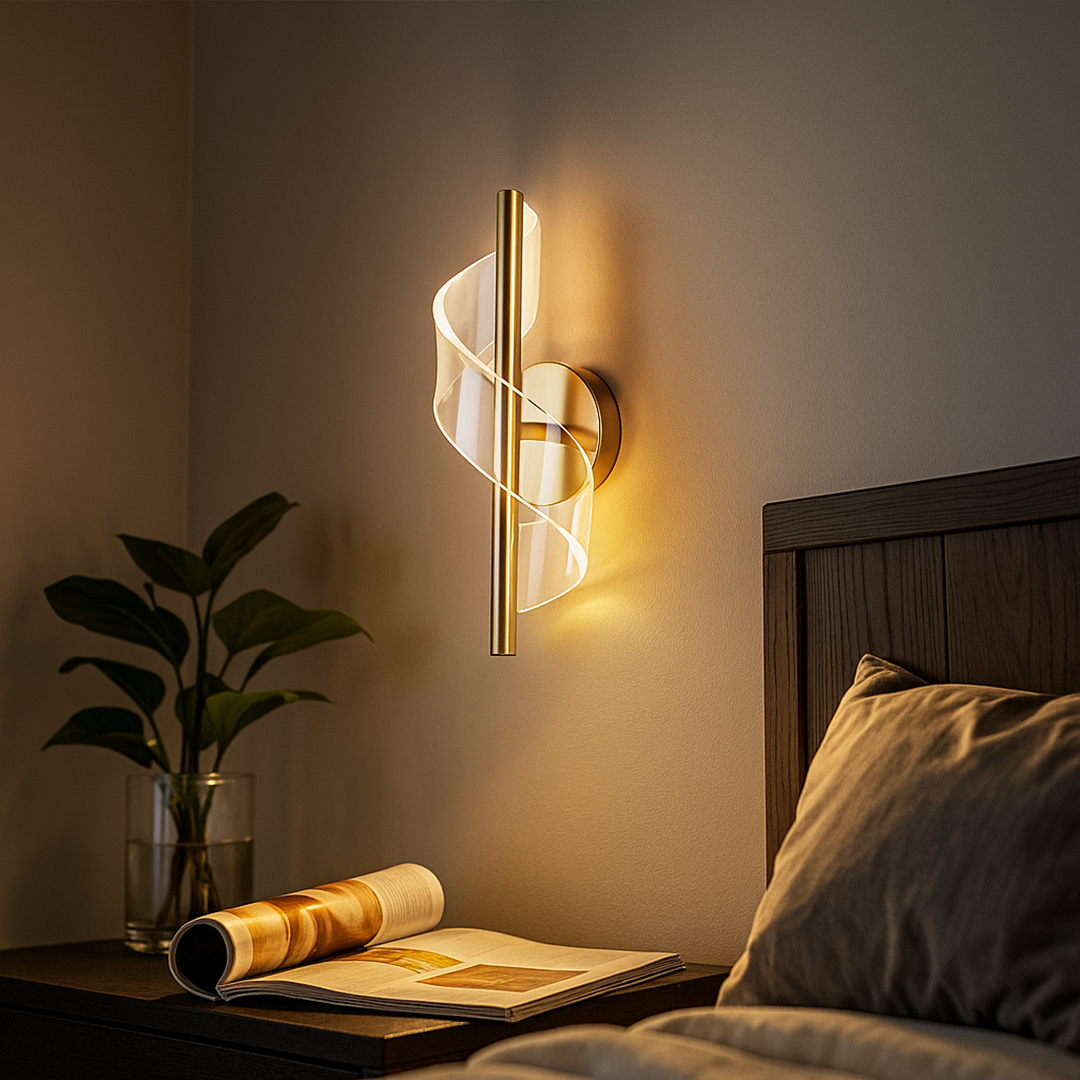 Wall Lamp Metal Acrylic LED 30.0 cm Black Bedroom Hallway Spiral Decorative Reading Accent Light | Thomler