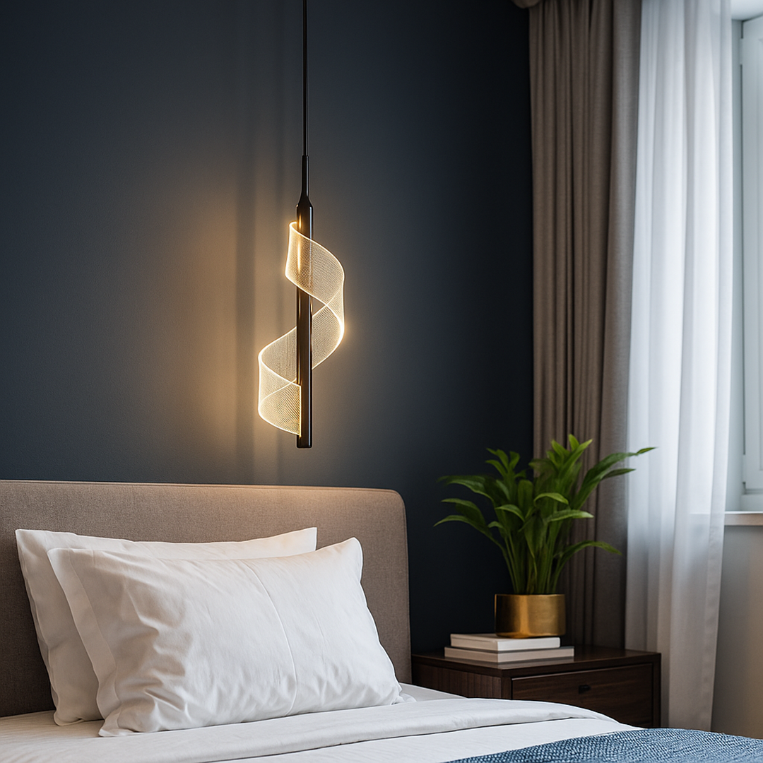 Wall Lamp Metal Acrylic LED 30.0 cm Black Bedroom Hallway Spiral Decorative Reading Accent Light | Thomler