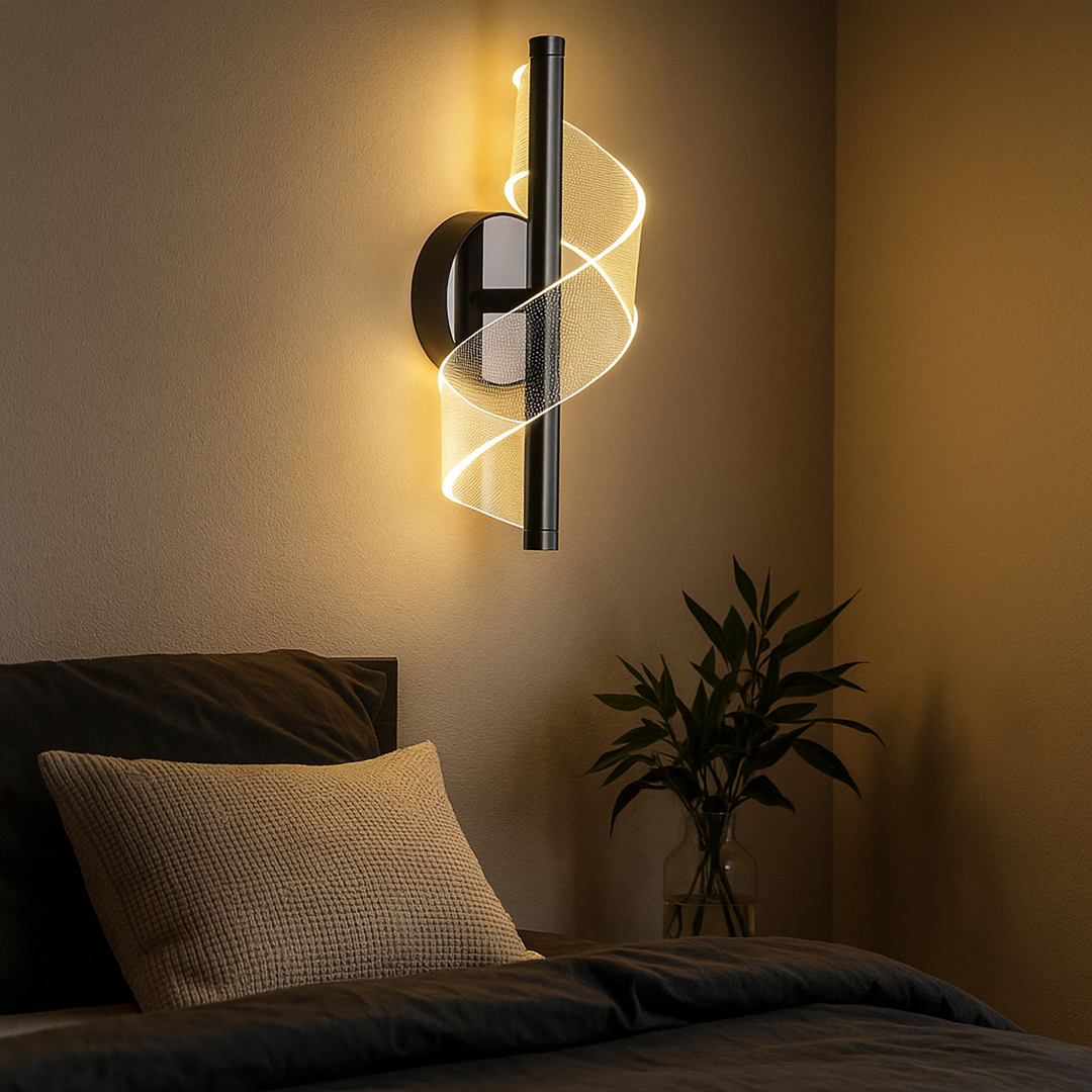 Wall Lamp Metal Acrylic LED 30.0 cm Black Bedroom Hallway Spiral Decorative Reading Accent Light | Thomler