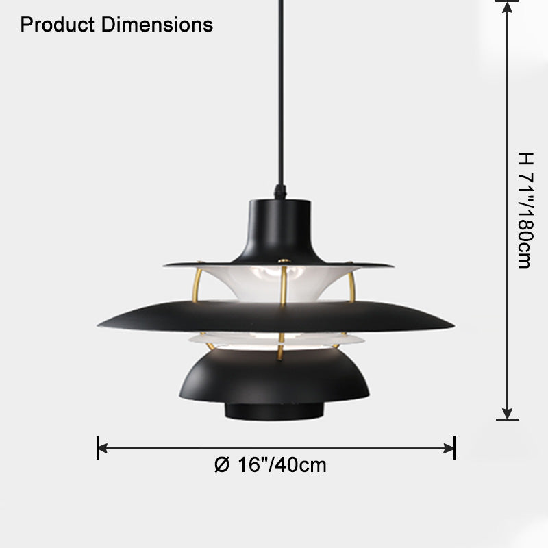 Pendant Light Metal E27 Layered Shade Dining Table Kitchen Island Scandinavian Hanging Ceiling Lamp | Thomler