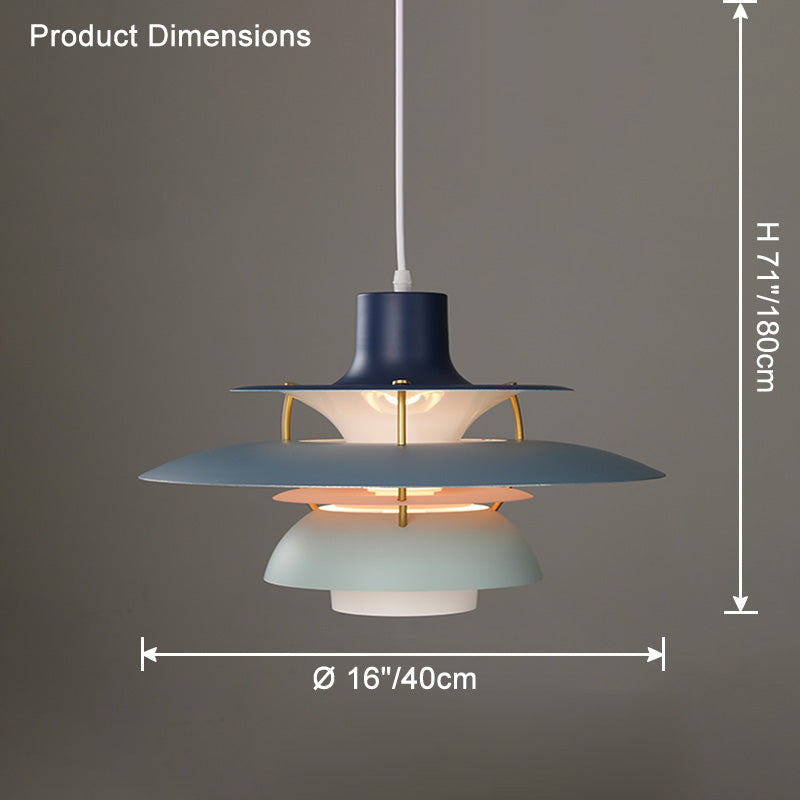 Pendant Light Metal E27 Layered Shade Dining Table Kitchen Island Scandinavian Hanging Ceiling Lamp | Thomler