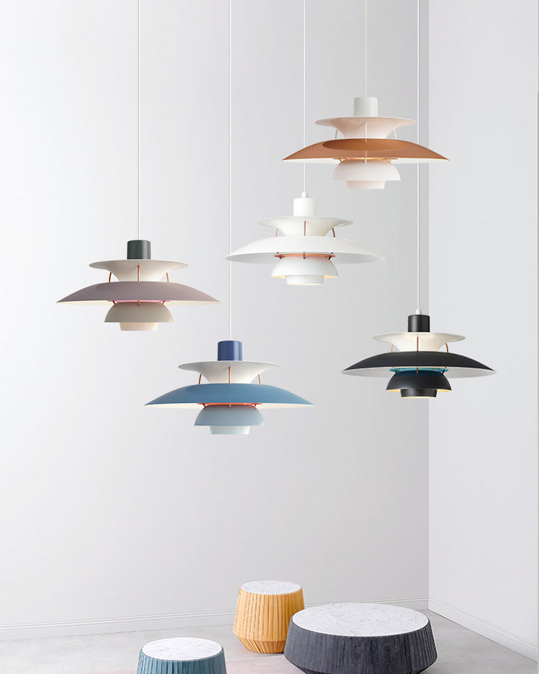 Pendant Light Metal E27 Layered Shade Dining Table Kitchen Island Scandinavian Hanging Ceiling Lamp | Thomler