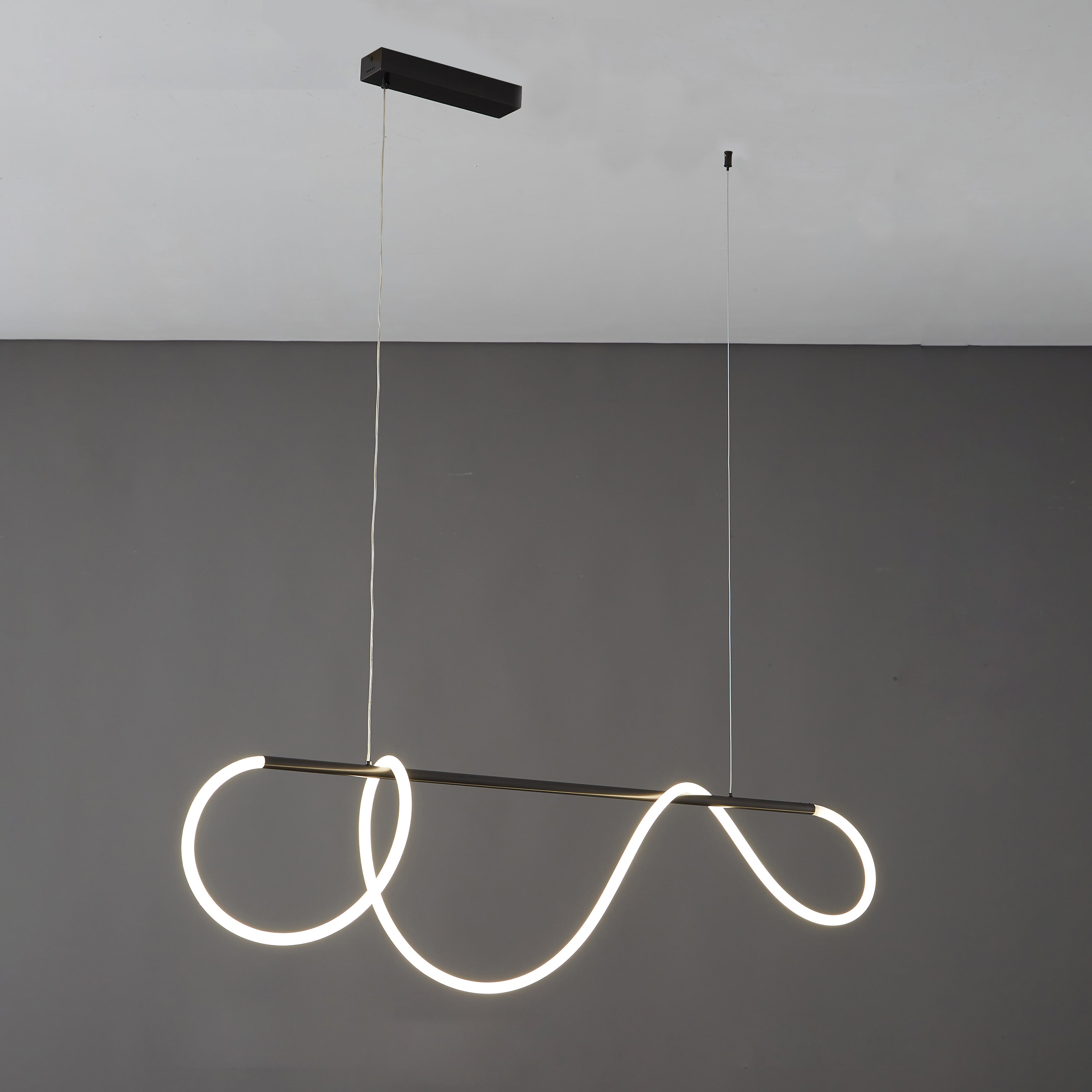 Linear LED Chandelier Silicone 43 in Adjustable Dining Room Pendant Light Warm White 3000K–6000K Remote Dimmable Modern Ceiling Fixture | Thomler