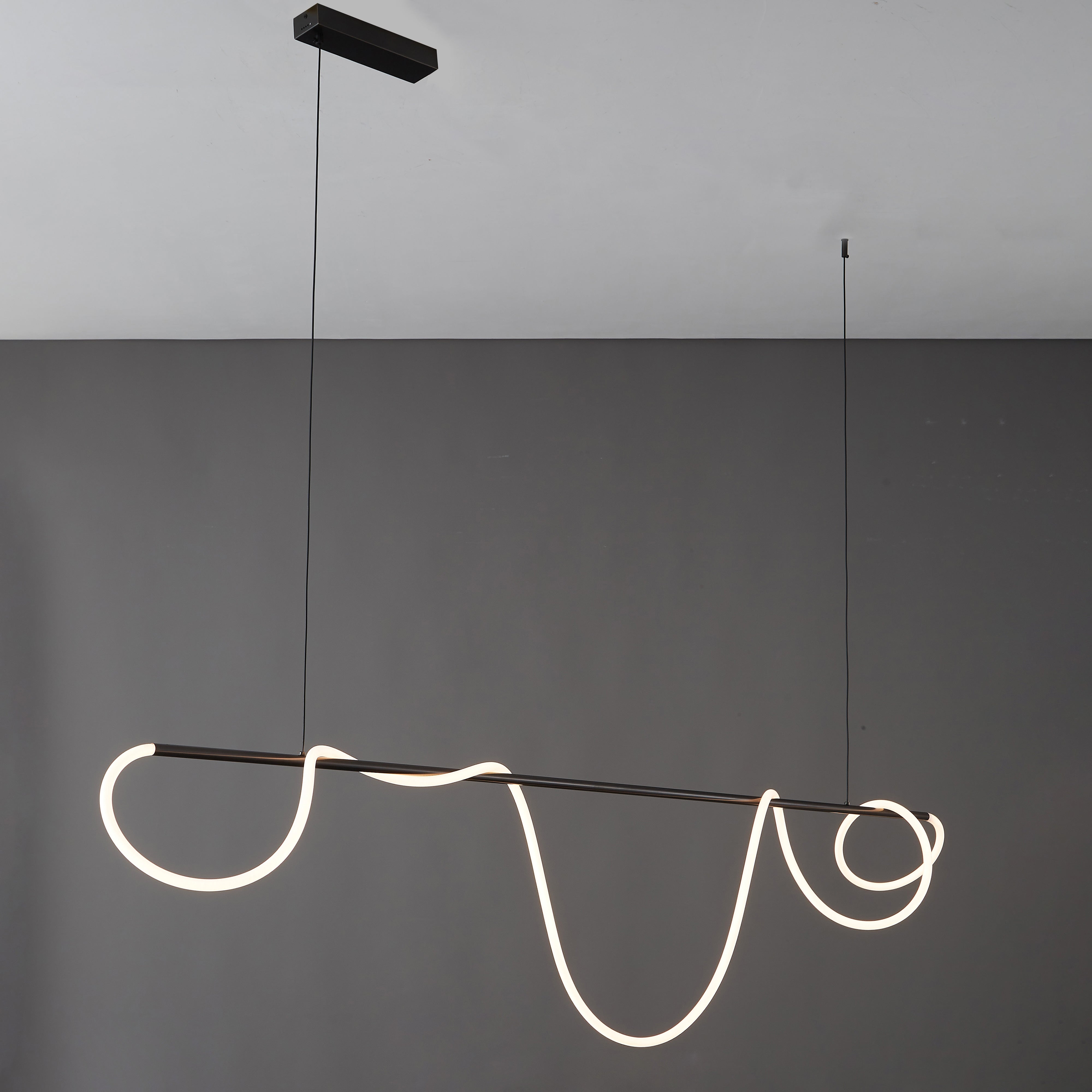Linear LED Chandelier Silicone 43 in Adjustable Dining Room Pendant Light Warm White 3000K–6000K Remote Dimmable Modern Ceiling Fixture | Thomler