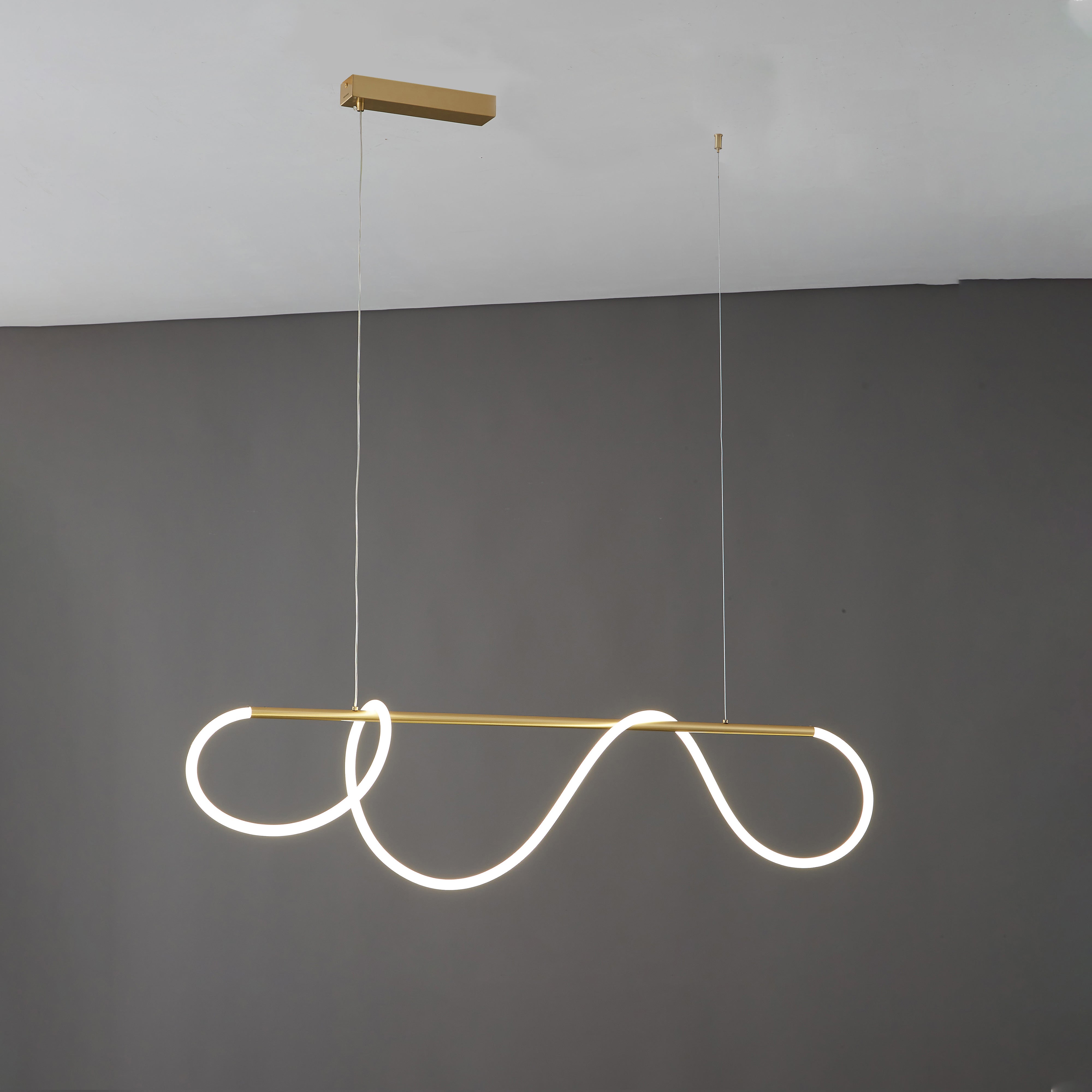 Linear LED Chandelier Silicone 43 in Adjustable Dining Room Pendant Light Warm White 3000K–6000K Remote Dimmable Modern Ceiling Fixture | Thomler