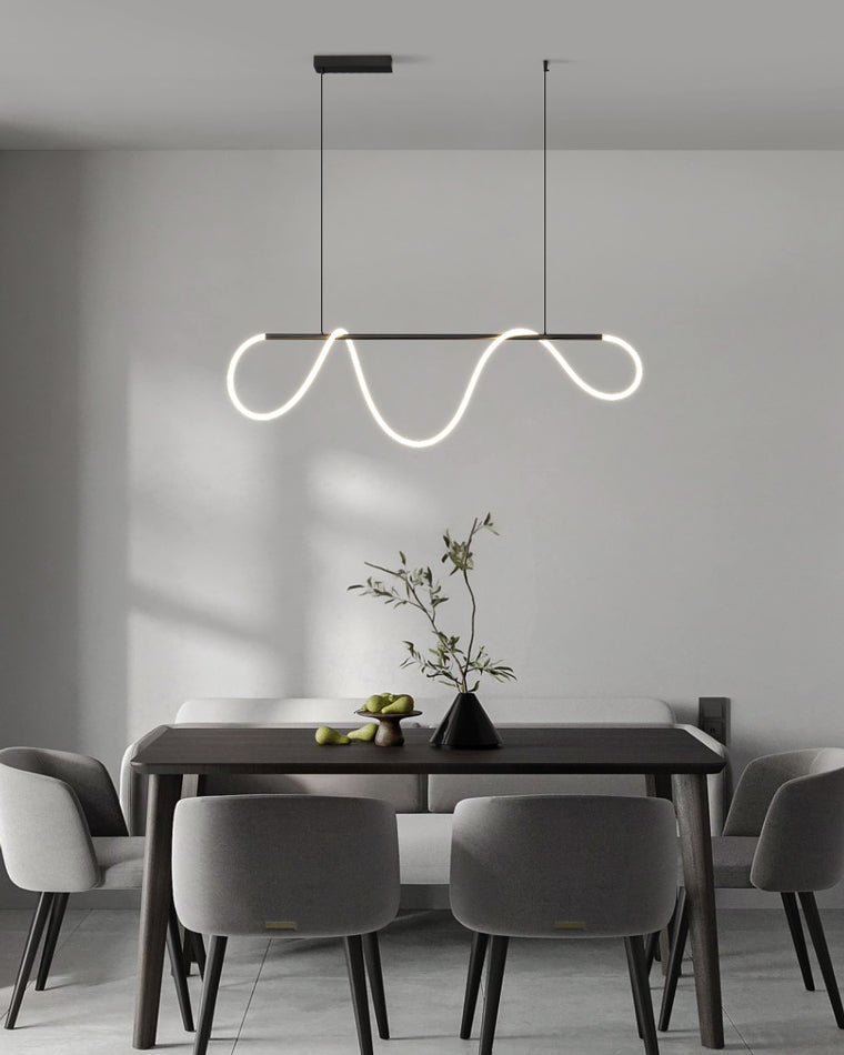 Linear LED Chandelier Silicone 43 in Adjustable Dining Room Pendant Light Warm White 3000K–6000K Remote Dimmable Modern Ceiling Fixture | Thomler