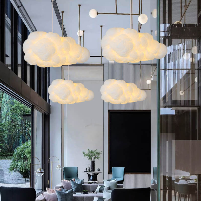 Cloud-Inspired Pendant Light – Modern Floating Design for Living Room, Bedroom & Dining | Adjustable Hanging Light Fixture, White Shade | Thomler