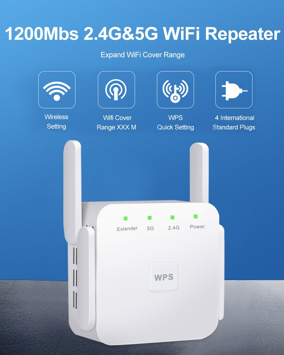 Wireless Signal Booster with Dual-Band Technology for Whole-Home Coverage | Extends Range up to 300 Mbps | Works with All Routers | Thomler