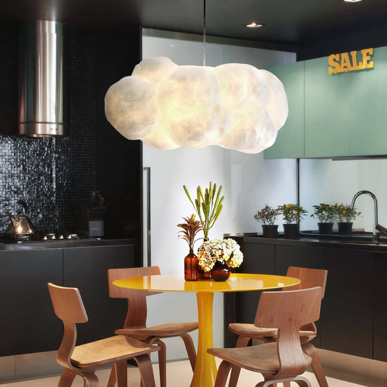 Pendant Light Metal 19.7 in White Adjustable Bedroom Dining Room Modern Hanging Lamp | Thomler