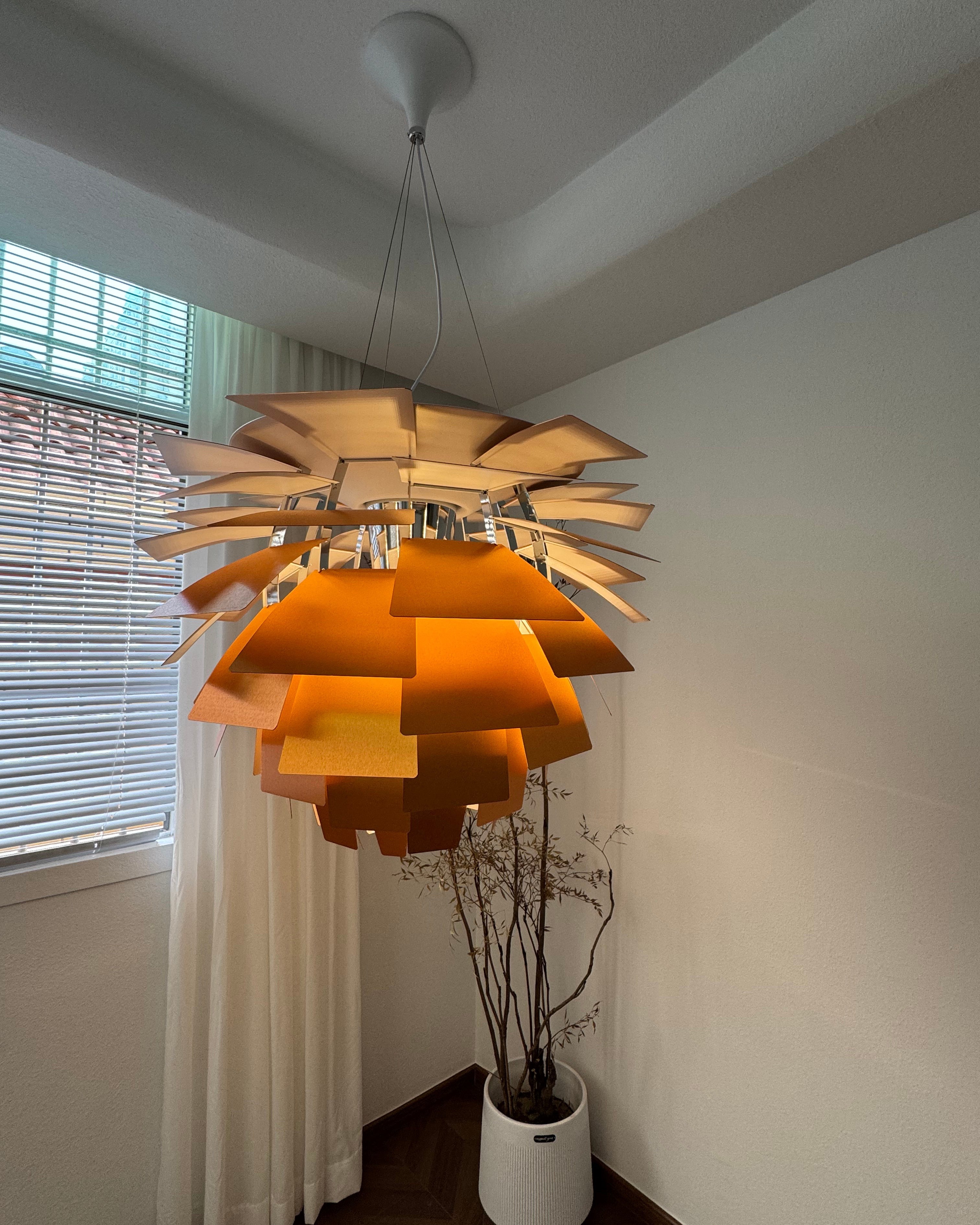 Pendant Light Metal Pinecone 20 in Adjustable Living Room Dining Area Chandelier Decorative Ceiling Fixture | Thomler