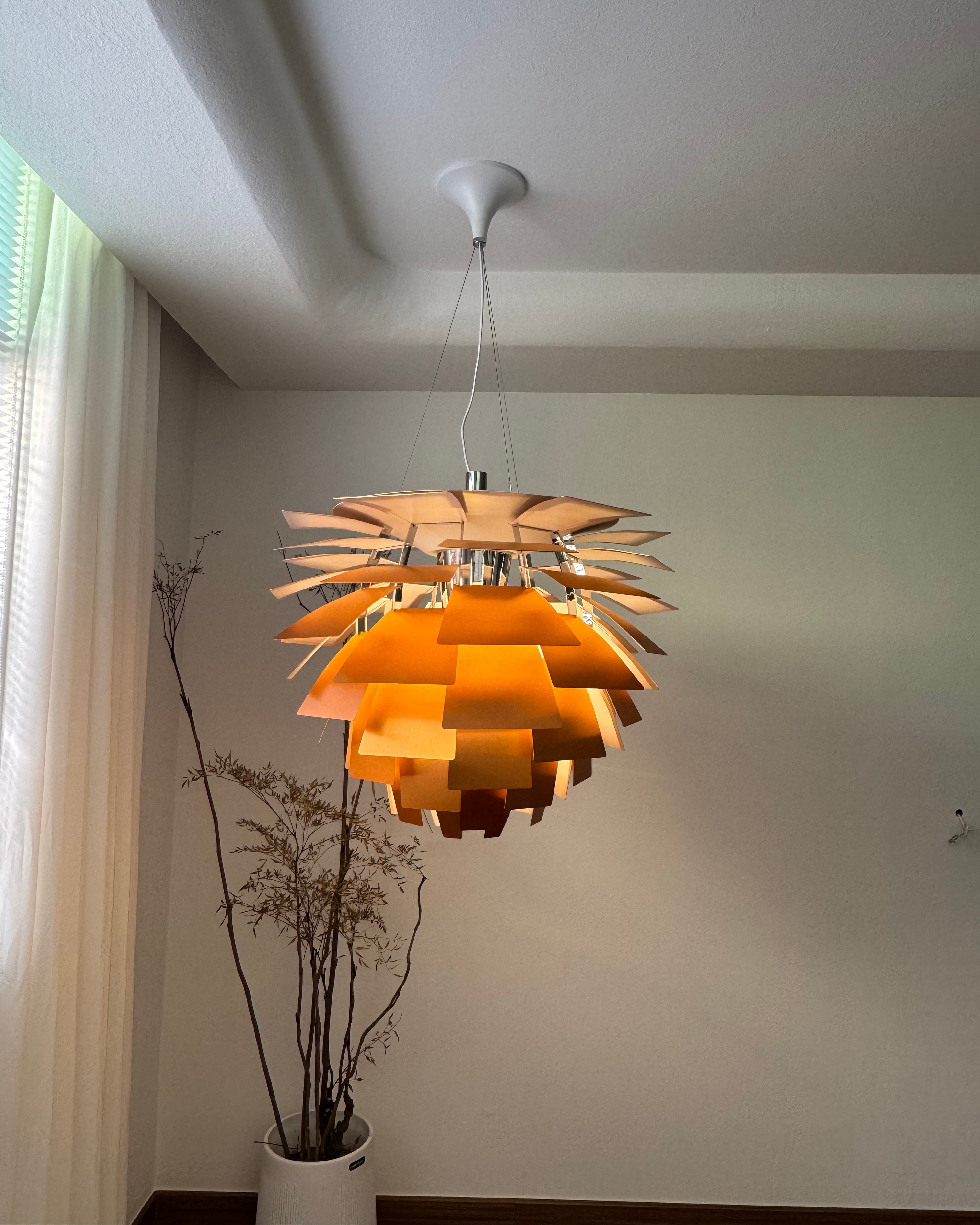 Pendant Light Metal Pinecone 20 in Adjustable Living Room Dining Area Chandelier Decorative Ceiling Fixture | Thomler