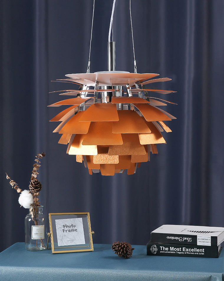 Pendant Light Metal 48.0 cm 18.9" Warm White Dining Room Adjustable Hanging Ceiling Lamp Pinecone Style E27 | Thomler