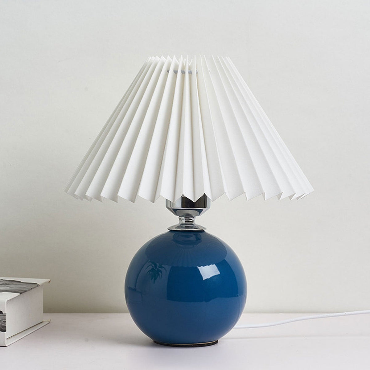 Ceramic Table Lamp with Fabric Shade – Modern Accent Lighting for Bedroom, Living Room & Home Office | Thomler