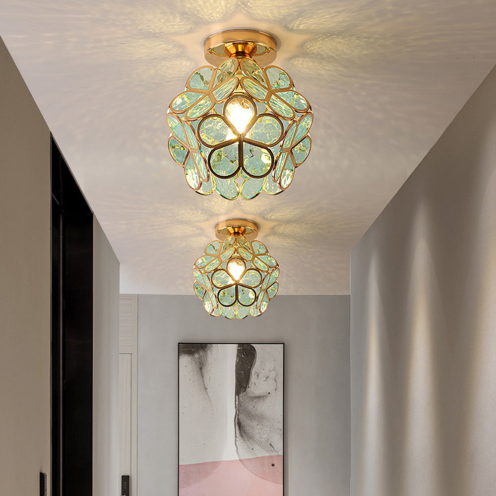 Ceiling Light Acrylic 20.0 cm Gold Flower Shape Compact Hallway Bedroom Lamp Decorative Lighting | Thomler