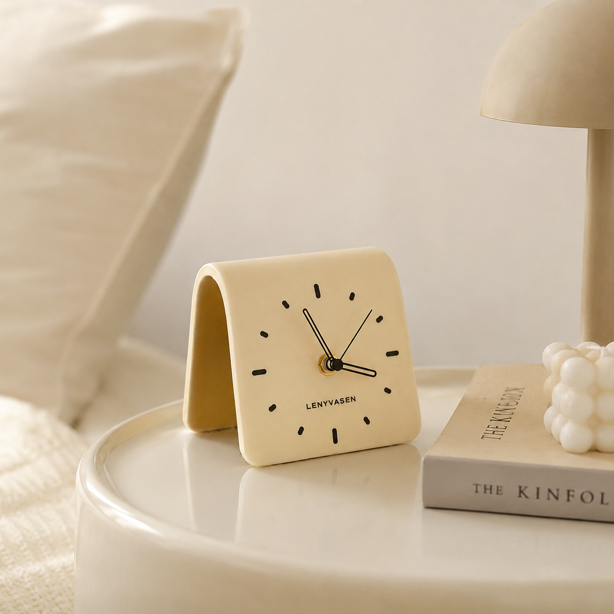 Square Ceramic Tabletop Clock Silent Movement Home Décor Analog Display Non-Ticking for Desk Nightstand Bedroom Office | Thomler