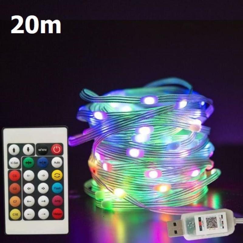 Color-Changing LED String Lights with Remote Control & Music Sync Mode for Indoor & Outdoor Use | Thomler
