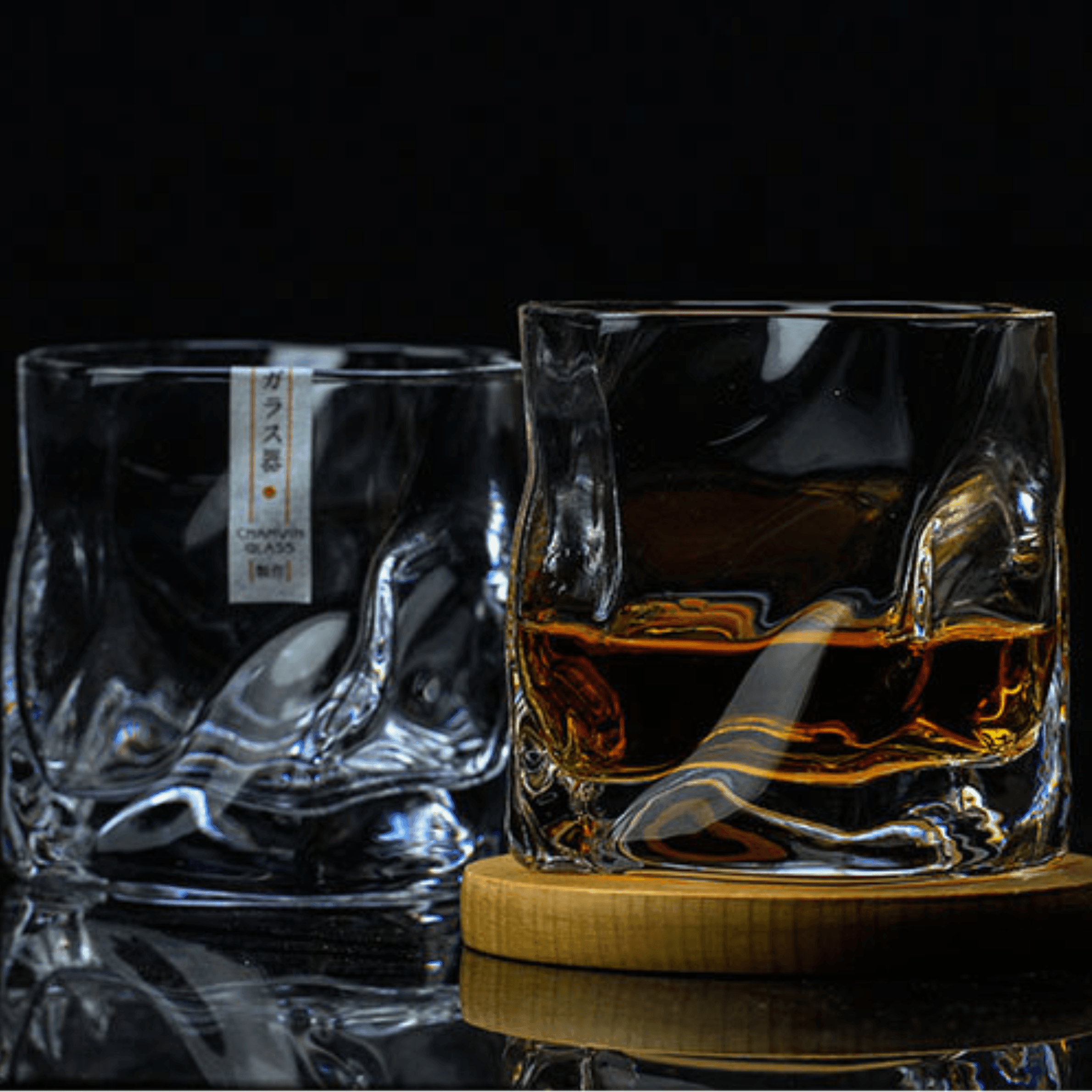 Whiskey Glass Crystal Edo Kiriko Crumple Pattern Japanese Style Wooden Gift Box Collector Barware Tumbler | Thomler