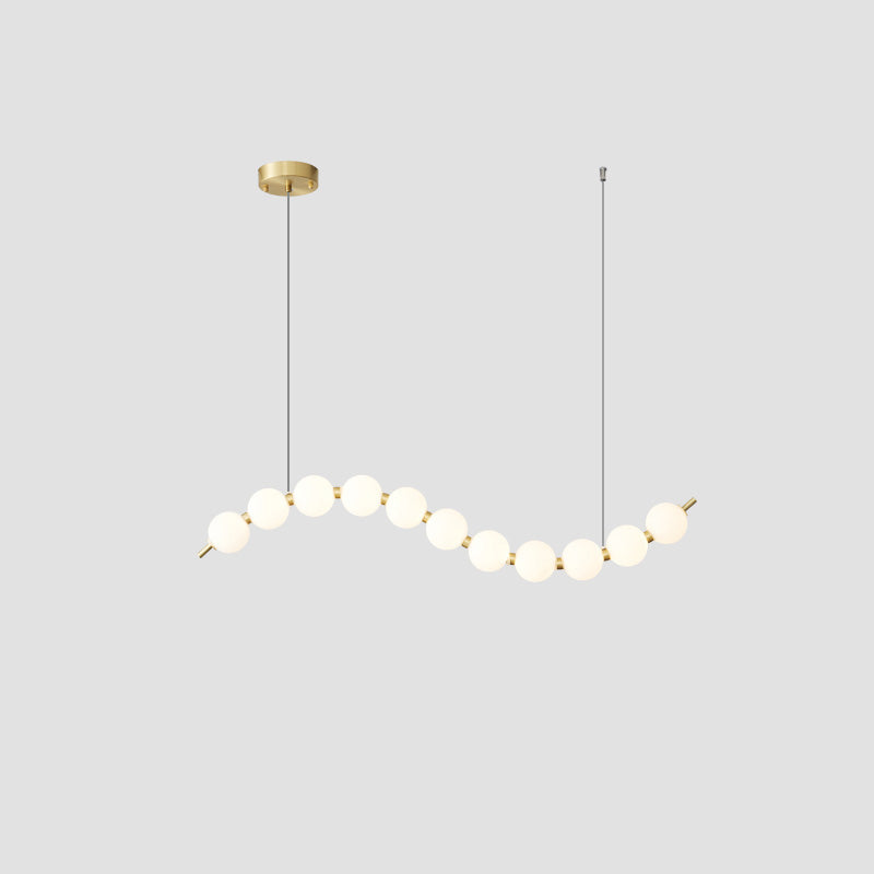 Chandelier Milk Glass String 39 in Modern Dining Room Kitchen Living Room Lighting Fixture | Thomler