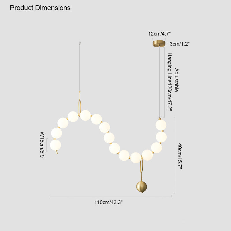 Chandelier Milk Glass String 39 in Modern Dining Room Kitchen Living Room Lighting Fixture | Thomler