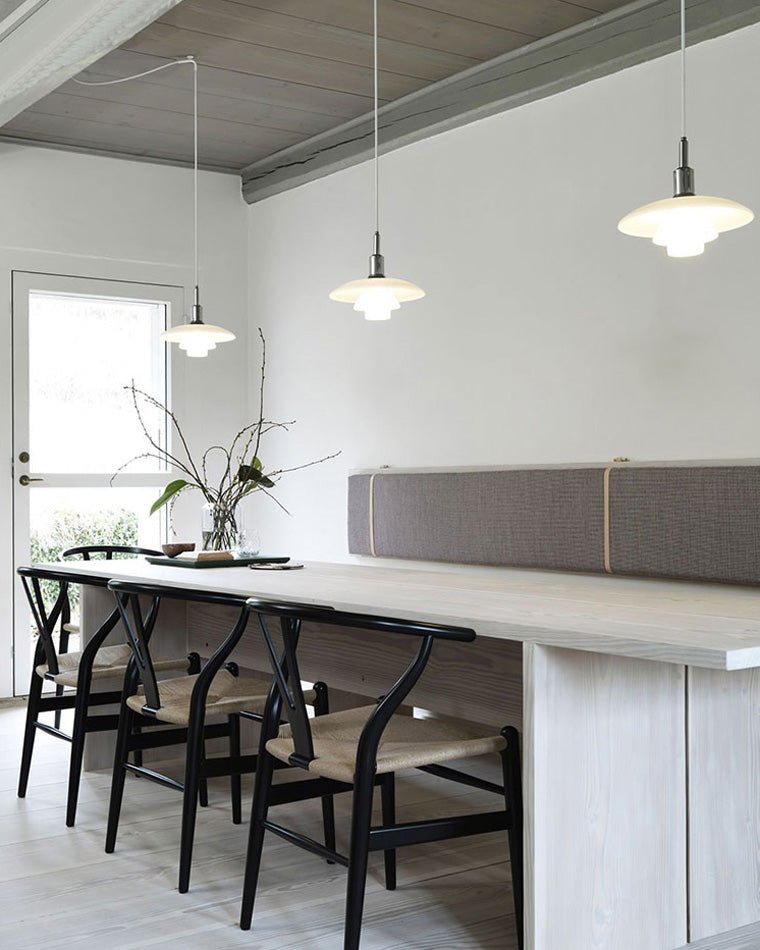Pendant Light Glass 28.0 cm White Dining Room Scandinavian Hanging Ceiling Lamp Adjustable Cord E27 Soft Ambient Lighting | Thomler